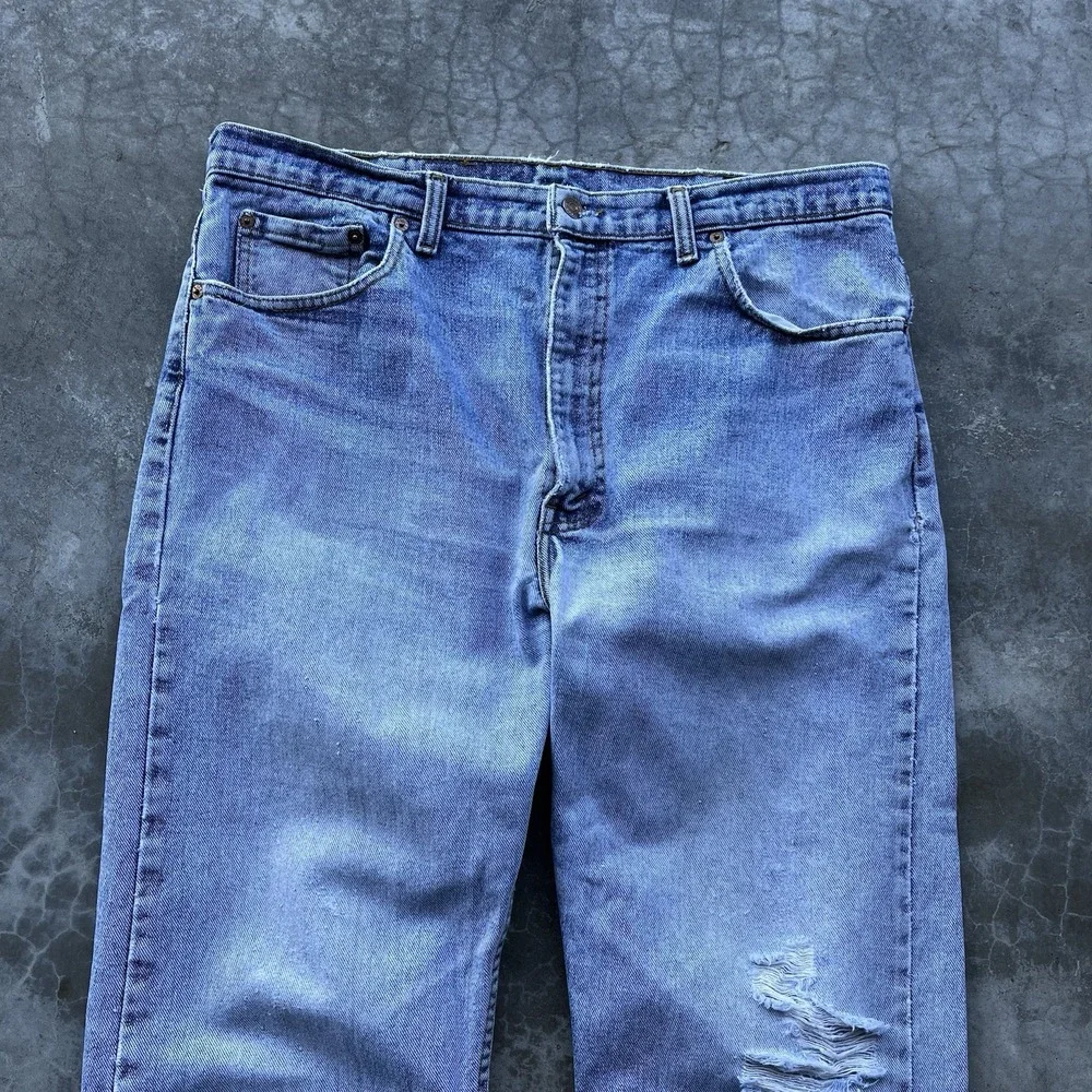 Vintage 90's Levi's 505 Light Wash Denim Jeans Distressed Faded 36x30